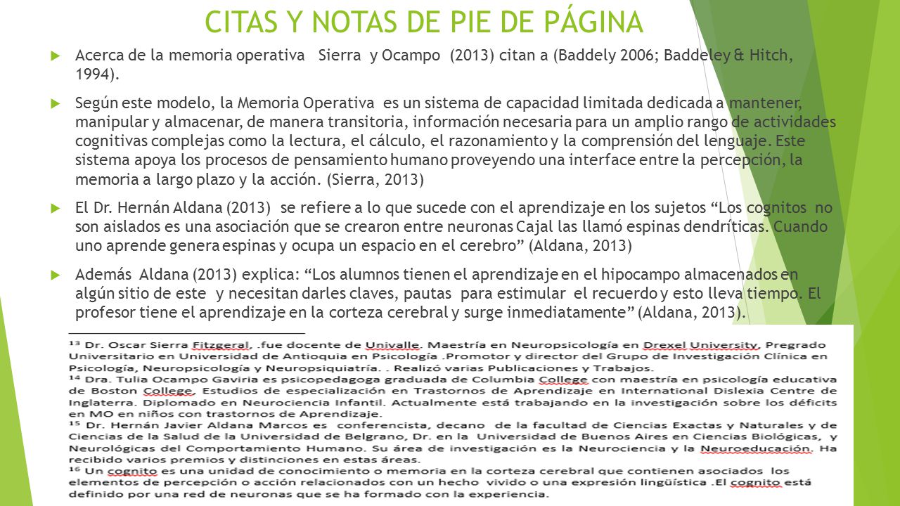 Sistema de citas mediante notas al pie de pagina